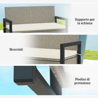 2 Seater Garden Bench with 151.5L Rattan Storage Chest with Backrest, Armrests and Cushion, Cream