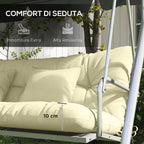 Outsunny Set of 4 Garden Cushions for Backrest and Seat with Padding, in Polyester, Cream