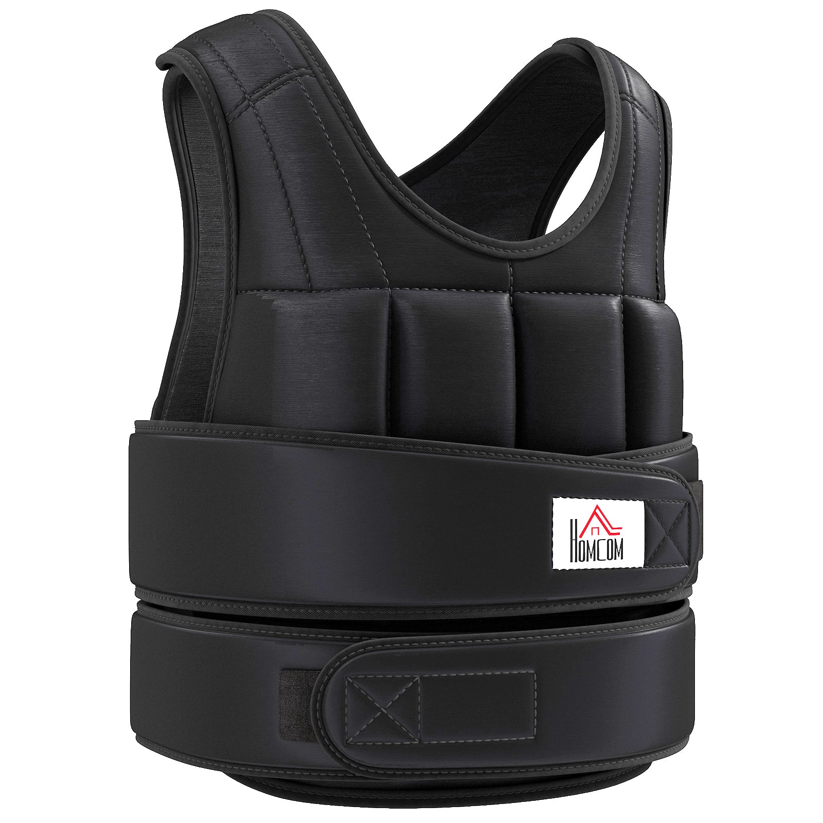 Unisex Weighted Vest 20kg, 38 Individual Weights, Padding, Velcro Closures, Black