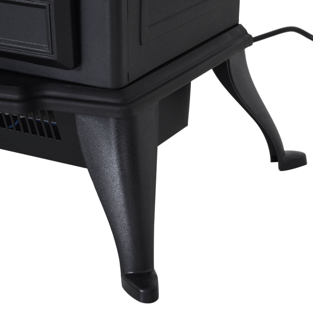 Electric Fireplace with Flame Effect Retro Style, 1000-2000W Thermostat and Adjustable Light, Black