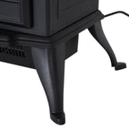 Electric Fireplace with Flame Effect Retro Style, 1000-2000W Thermostat and Adjustable Light, Black