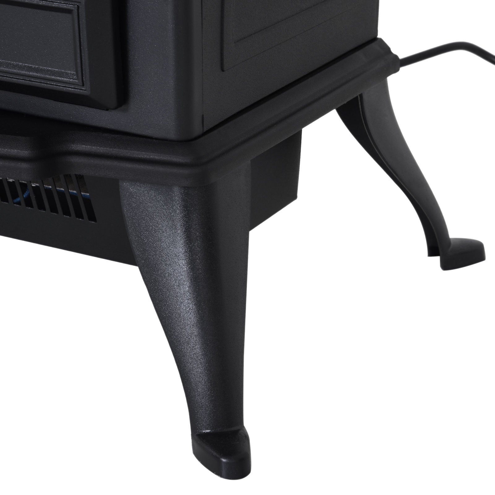 Electric Fireplace with Flame Effect Retro Style, 1000-2000W Thermostat and Adjustable Light, Black