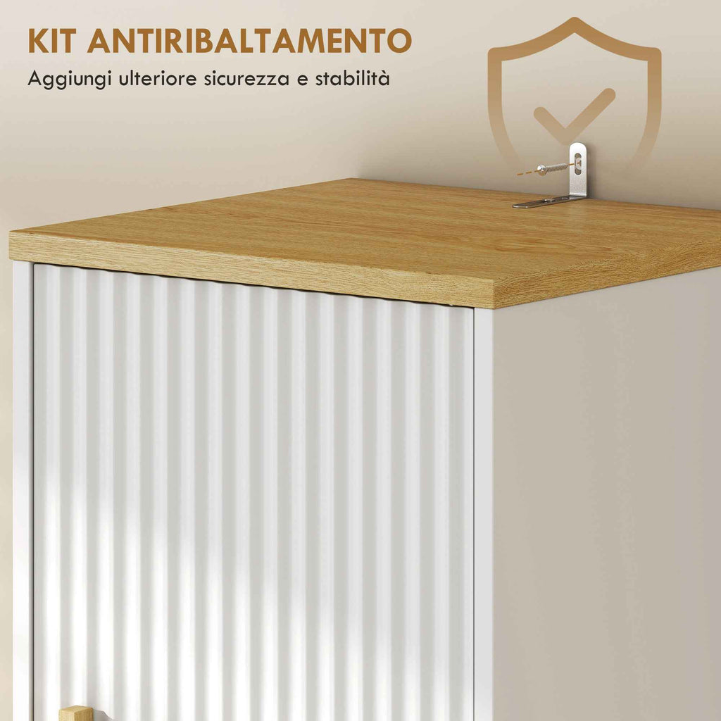 HOMCOM 172cm Bathroom Cabinet with Drawer and Adjustable Shelves, White