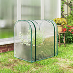 Outsunny Mini Greenhouse with Grow Bag and Roll-Up Door, 68x50x70 cm, Dark Green