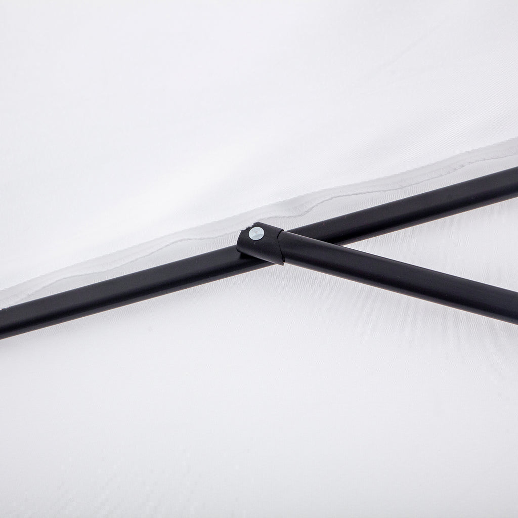 Crescent Moon Terrace Umbrella with Crank Opening and 2-Section Pole, 2.6x1.35 m, White