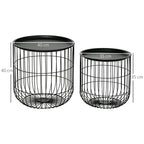 Homcom Set 2 Tavolini di Living Rooms Retondi steel with container compartment, black - Borgè