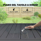 Outsunny Extendable Slatted Garden Table for 4-6 People, Made of Aluminum and Steel, 80/160x80 cm, Black