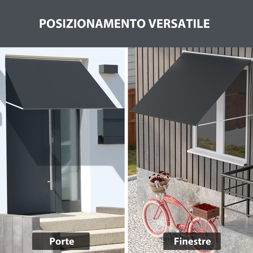 Outsunny Awning with Arms with Manual Opening, Inclination and UV30+ Protection, 150x120 cm, Gray - Borgè