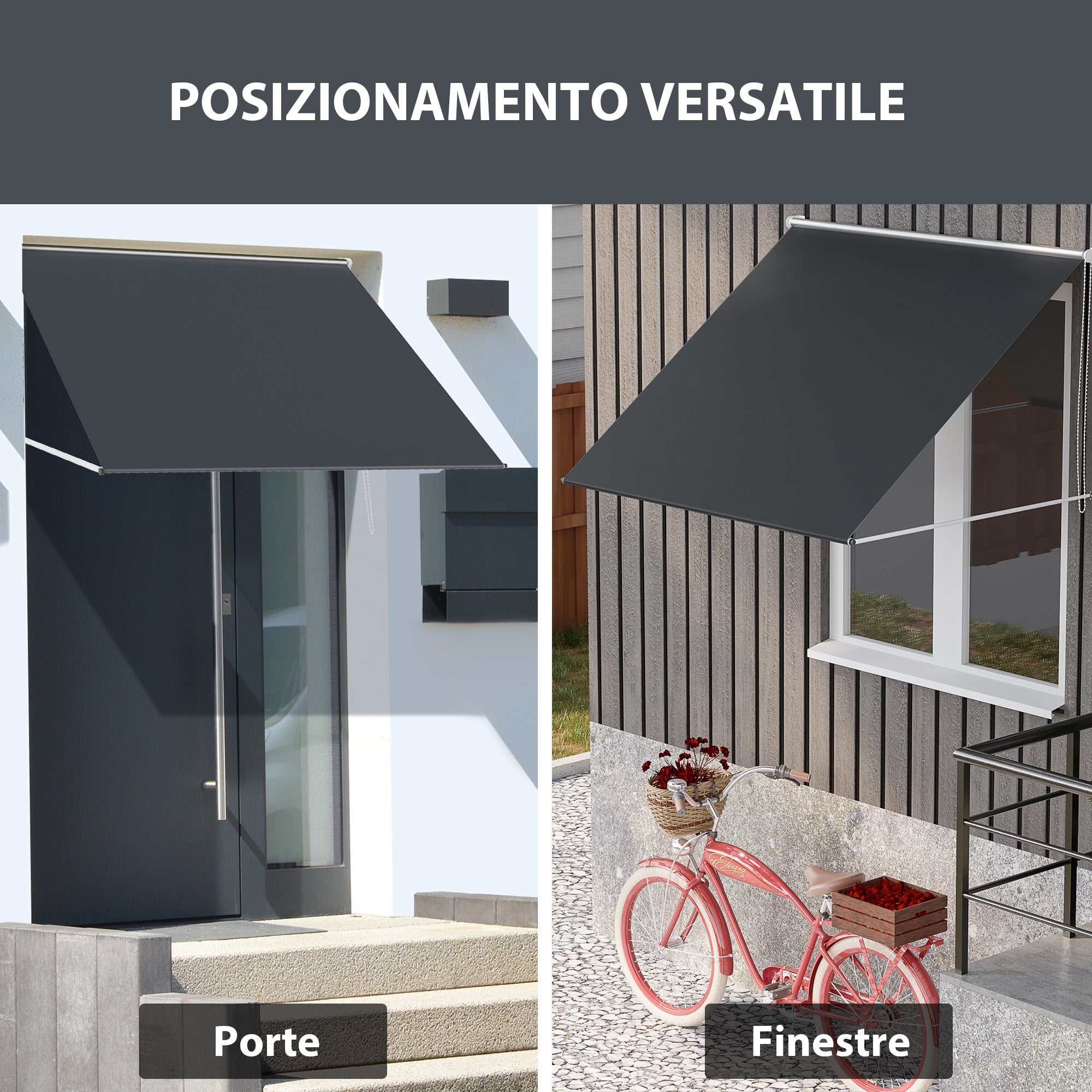 Outsunny Awning with Arms with Manual Opening, Inclination and UV30+ Protection, 150x120 cm, Gray - Borgè