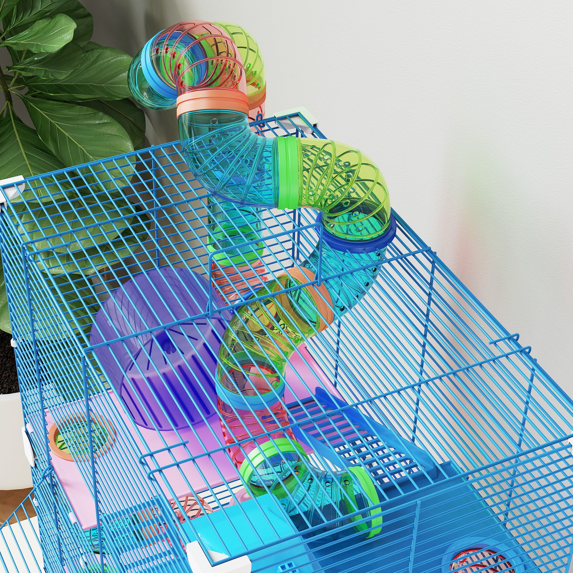5-Level Hamster Cage with Tubes, Wheel, Ladders, House and Bottle, 46x30x58 cm