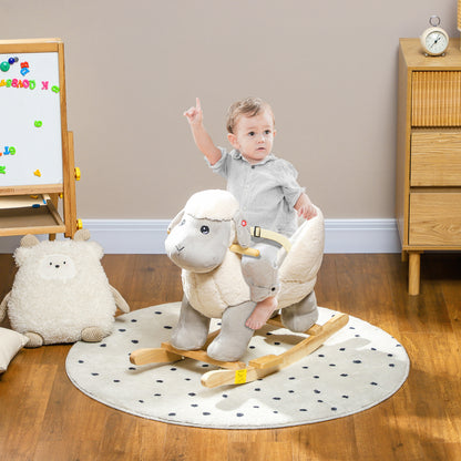 Rocking Horse for Children 1-3 Years Old Sheep Shape with Sounds and Soft Cover, Grey