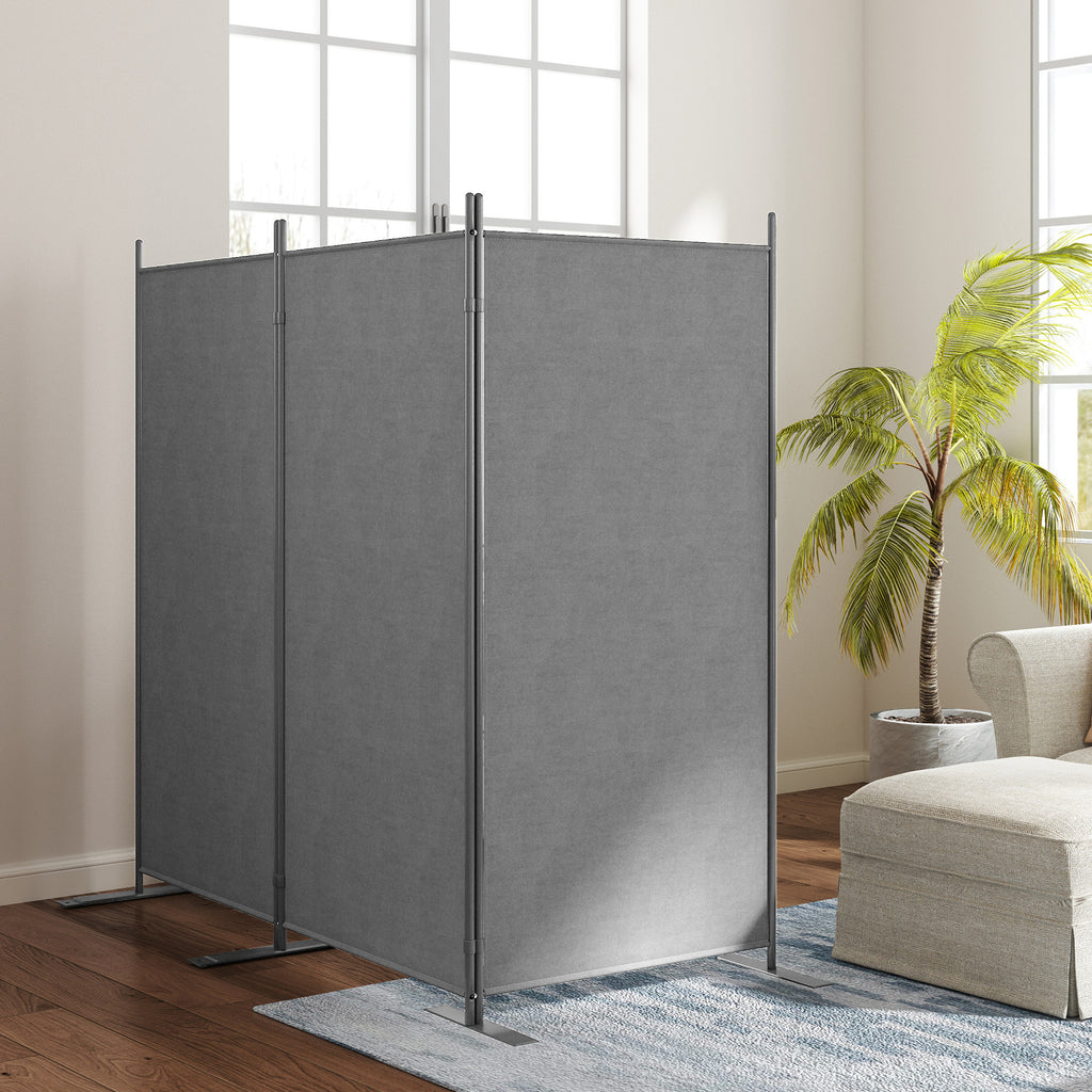 Outdoor Screen with 3 Folding and Adjustable Panels, in Polyester and Metal, 252x44x176 cm, Charcoal Gray