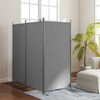 Outdoor Screen with 3 Folding and Adjustable Panels, in Polyester and Metal, 252x44x176 cm, Charcoal Gray