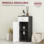 Bathroom Cabinet with Drawer and Wooden Cabinet, 35x30x77.5cm, Black and White
