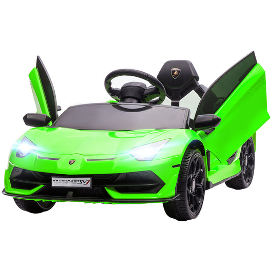 Homcom Electric Machine for Children 12v Lamborghini license with horn and remote control, 107.5x63x42 cm, green - Borgè