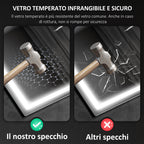 Anti-Fog Bathroom Mirror with Adjustable LED Light, Bluetooth Speaker, Touch Buttons, 80x100cm