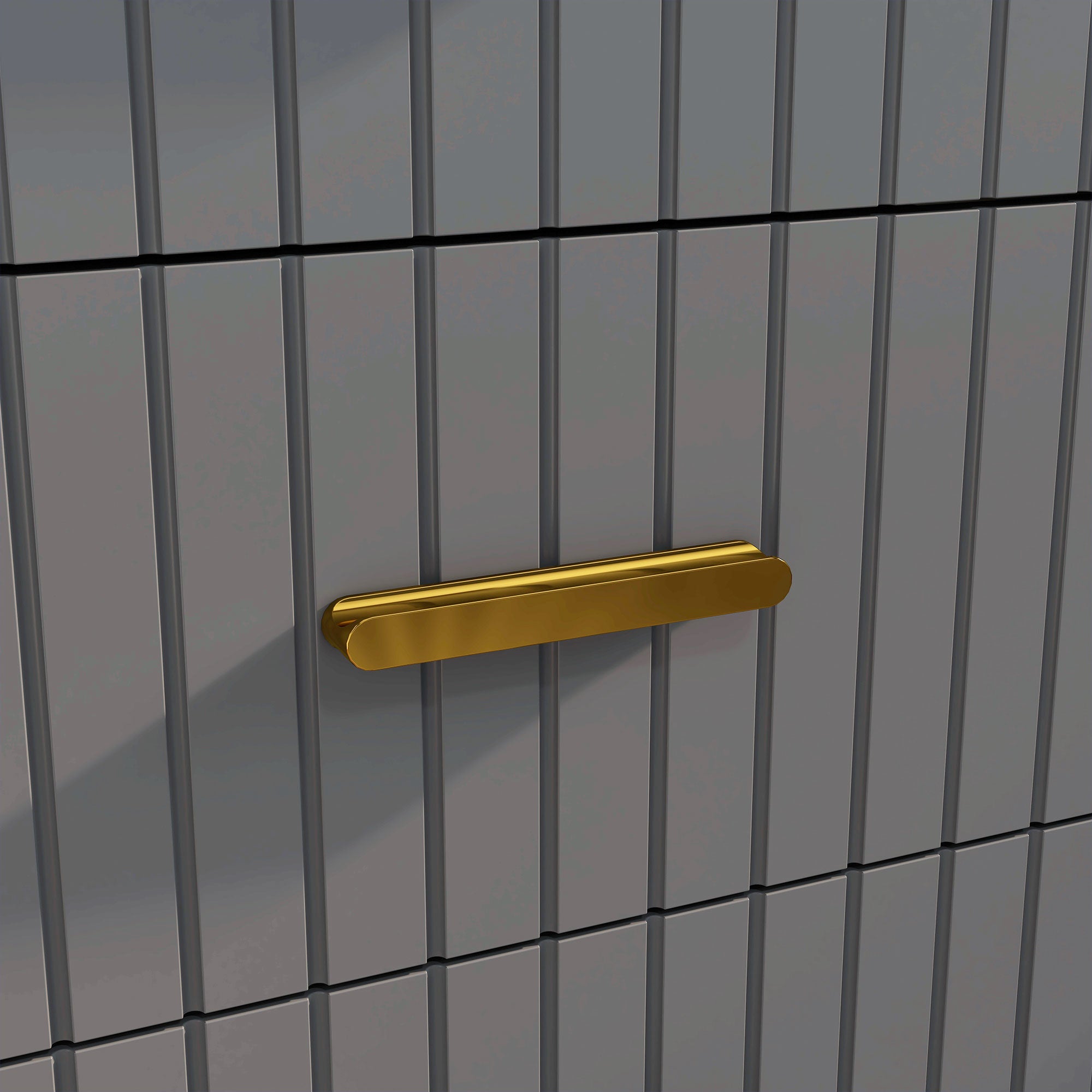 Modern 3 Drawer Chest of Drawers in Wood and Aluminum, 60x40x71.5 cm, Gold and Dark Grey