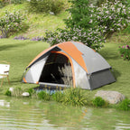 2-Person Camping Tent with Mesh Window and Hook, in Polyester, 210x150x110 cm, Gray and Orange
