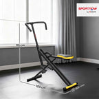 SPORTNOW Folding Total Crunch Machine with Adjustable Seat, Made of Metal and Plastic, 57x105x115 cm, Yellow