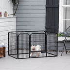 Small Dog Playpen, Indoor and Outdoor Pet Enclosure with 6-Piece Steel and Metal Mesh, 125x80x70 cm, Black