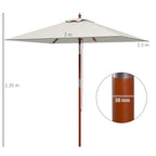 Rectangular Tilting Umbrella 2x1.5 m with 6 Ribs and Rope Opening, in Bamboo and Beige Polyester