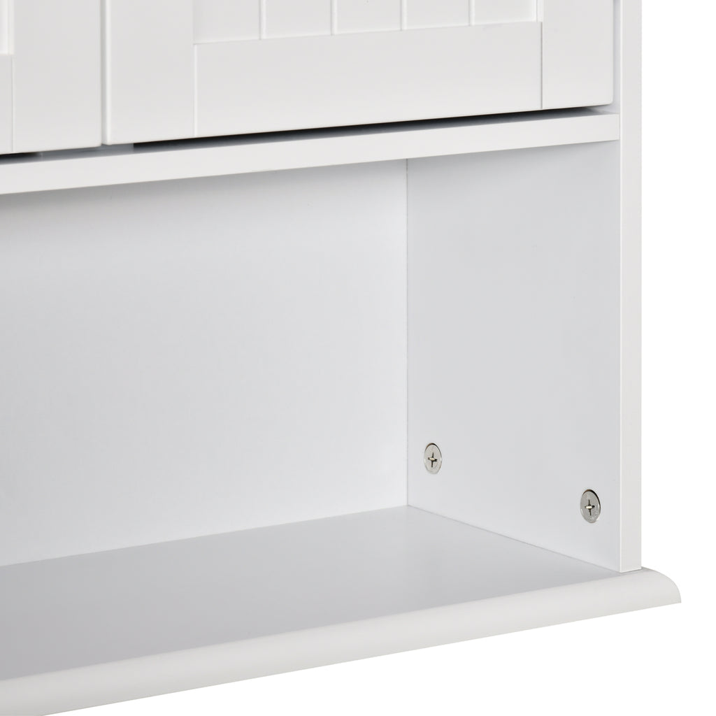Wall-Mounted Bathroom Cabinet with 2 Doors and Open Shelf, Adjustable Internal Shelf, White