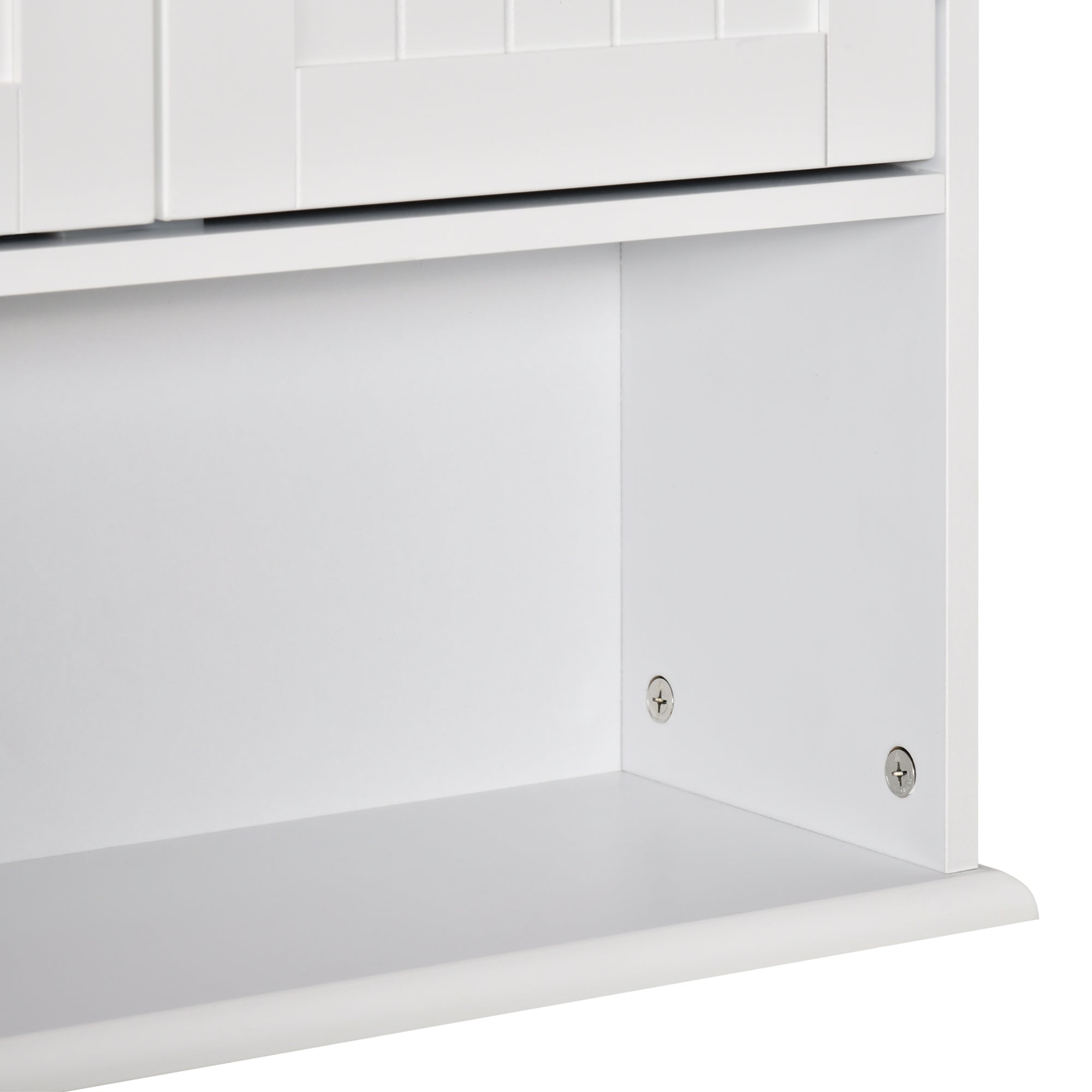 Wall-Mounted Bathroom Cabinet with 2 Doors and Open Shelf, Adjustable Internal Shelf, White