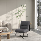 Modern Armchair with Steel Base and Fabric Upholstery, 61x68x83.5cm, Dark Grey