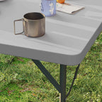 Outsunny Folding Camping Table, Adjustable to 2 Heights, in HDPE and Metal, 86x86x74 cm, White
