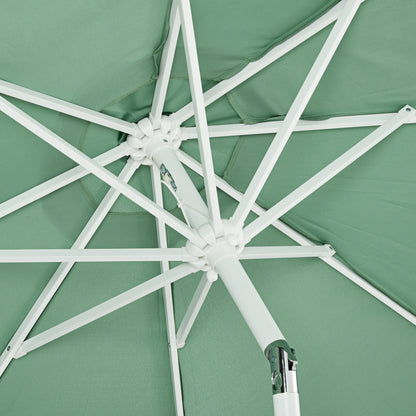 Garden Umbrella with Tilting Crank and 2 Section Pole, Polyester and Metal, 2.6x2.4 m, Green