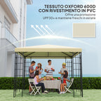 3x3m 600D Oxford Fabric Garden Gazebo Cover with Drainage Holes, Cream White
