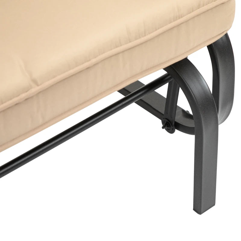 2-Person Garden Swing Bench with Seat and Back Cushions, 122x70x87cm, Khaki