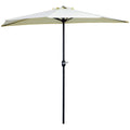 Crescent Terrace Umbrella with Crank Opening and 2 Section Pole, 2.6x1.35 m, Beige