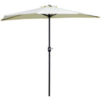 Crescent Terrace Umbrella with Crank Opening and 2 Section Pole, 2.6x1.35 m, Beige