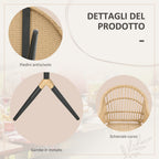 Outdoor Lounge: 7 Piece PE Rattan Garden Set with Dining Table 153x89x74 cm and 6 Chairs 52x62x78 cm with Cushions - Borgè