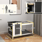 Outdoor Rabbit Hutch on Wheels with Removable Tray, in Fir Wood and Steel, 91x51x66 cm, Multicolor