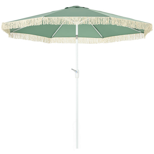 Garden Umbrella with Tilting Crank and 2 Section Pole, Polyester and Metal, 2.6x2.4 m, Green