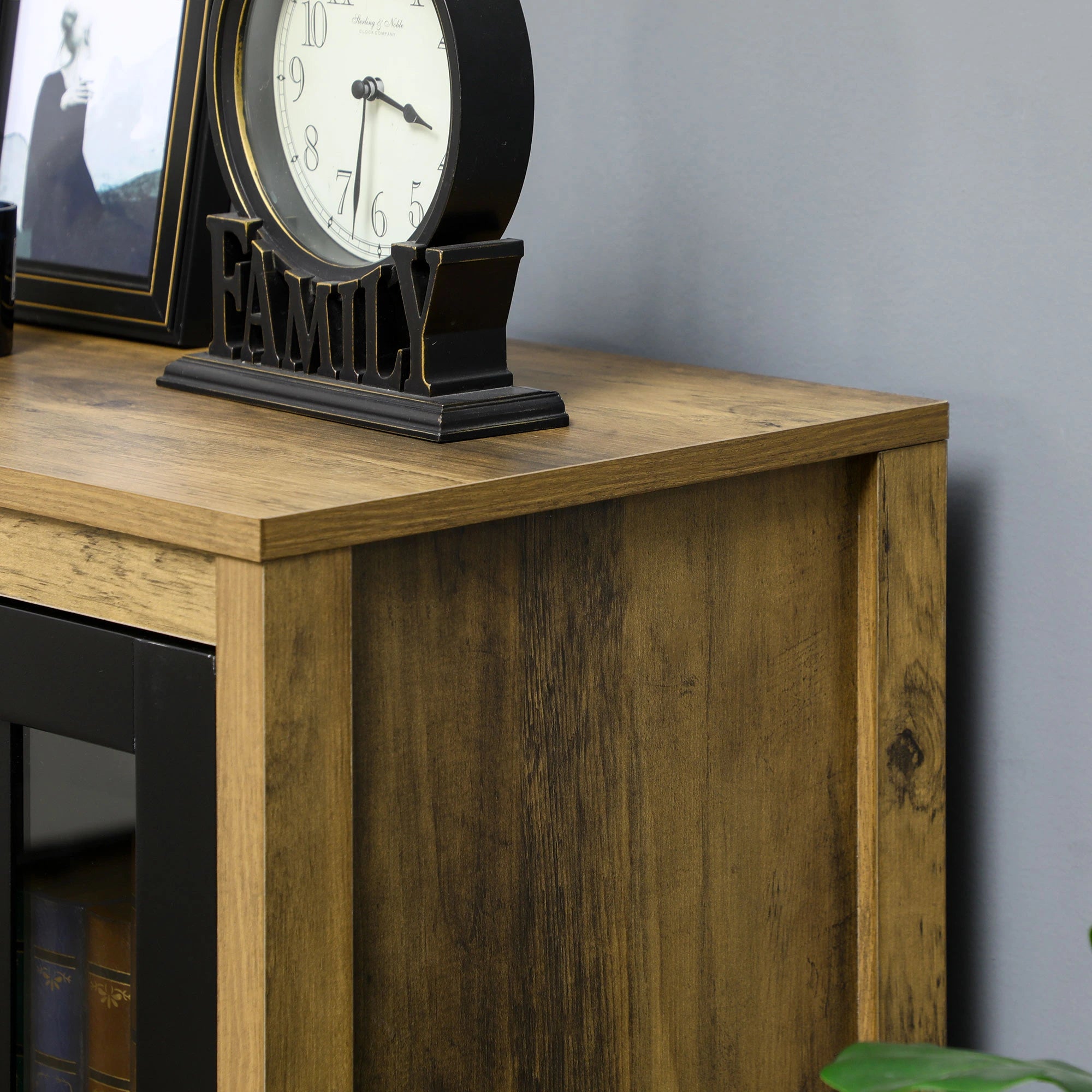 Modern 2-Door Glass and Wood Sideboard, 60x35x120cm, Brown