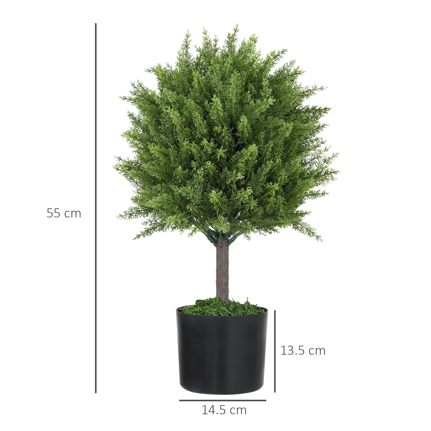 Artificial Cedar Tree Plant with Pot Included for Indoor and Outdoor, Height 55 cm, Green