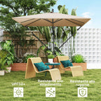 Outsunny 2.5x2.5 m Off-Center Umbrella with Cross Base and Crank Handle, Metal and Polyester, Khaki