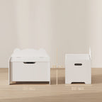 Bear-Shaped Wooden Toy Storage Chest with 20kg Capacity, 60x38x48cm, White