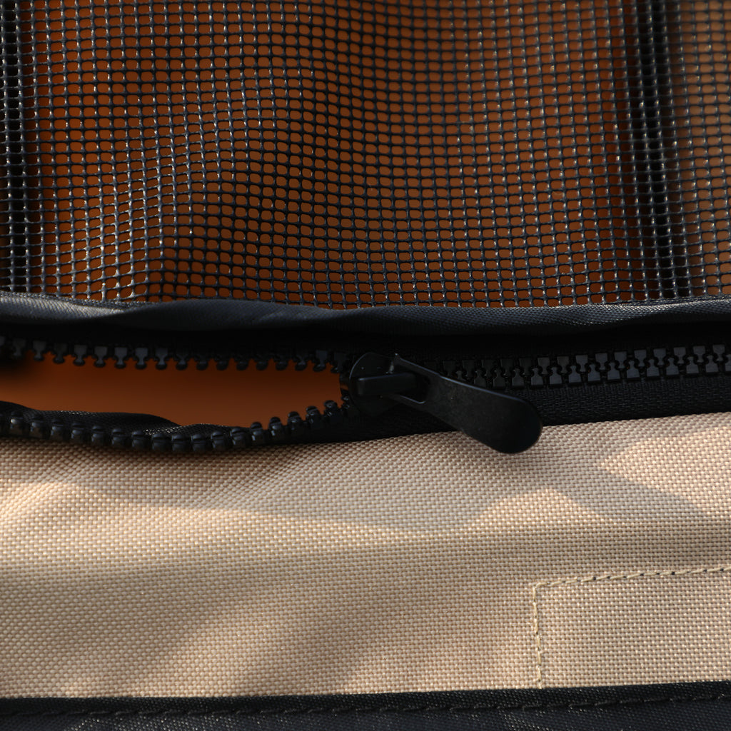 Folding Dog Stroller with Swivel Handle, Braked Wheels and Basket, Brown