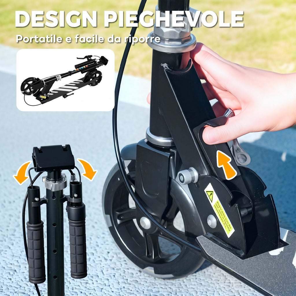AIYAPLAY Scooter for Kids Ages 3-8 with Light-Up Wheels, Adjustable Handle and Rear Brake, Black