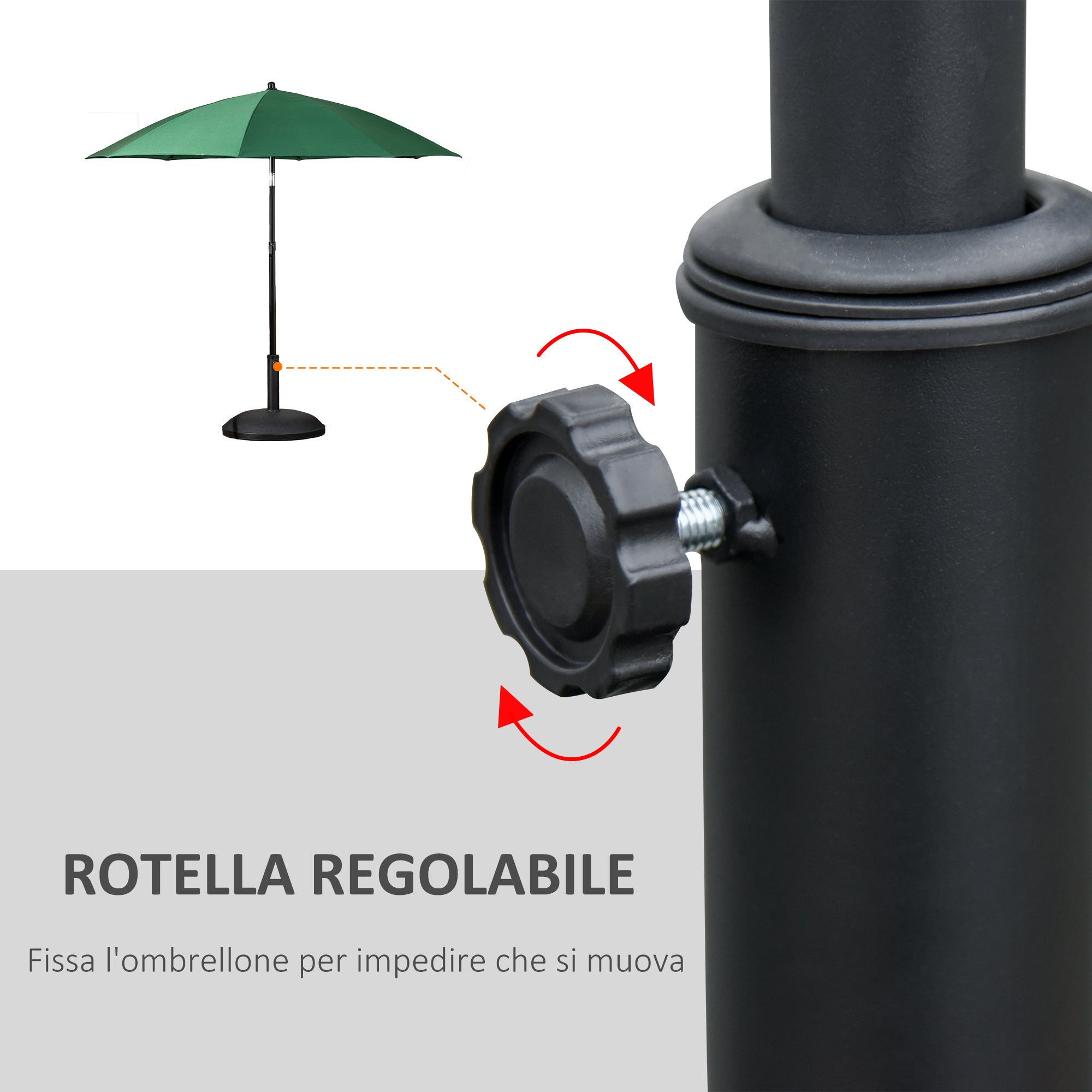 Outsunny Concrete Garden Umbrella Base with Ø35mm, Ø38mm, Ø48mm Pole, Black Ø49x37 cm