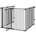 Folding Dog Gate 6-Panel for Medium-sized Dogs, Made of Steel and Plastic, 123x102x100 cm, Black