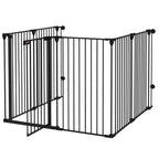 Folding Dog Gate 6-Panel for Medium-sized Dogs, Made of Steel and Plastic, 123x102x100 cm, Black