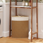 55L Corner Bamboo Laundry Hamper with Removable Bag and Removable Lid, 35x35x60 cm, Brown