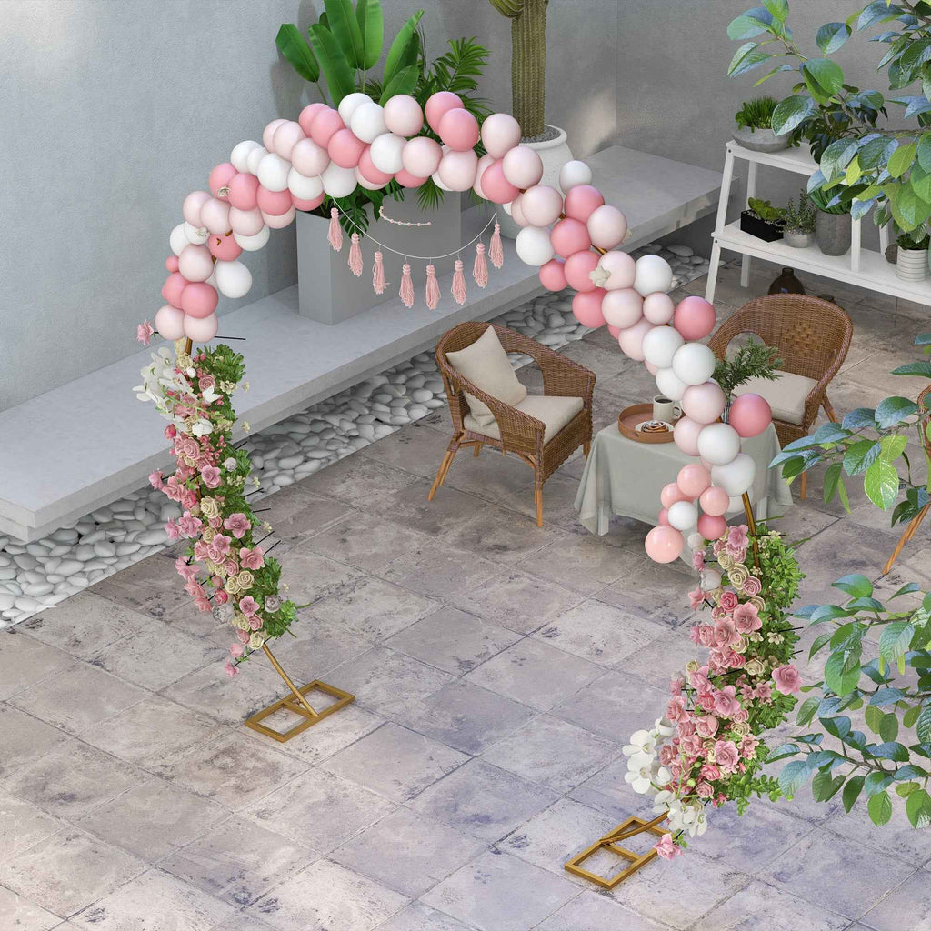 Outsunny Steel Garden Arch, Wedding Arch for Balloons and Climbing Plants for Ceremonies, Birthdays and Events, Gold