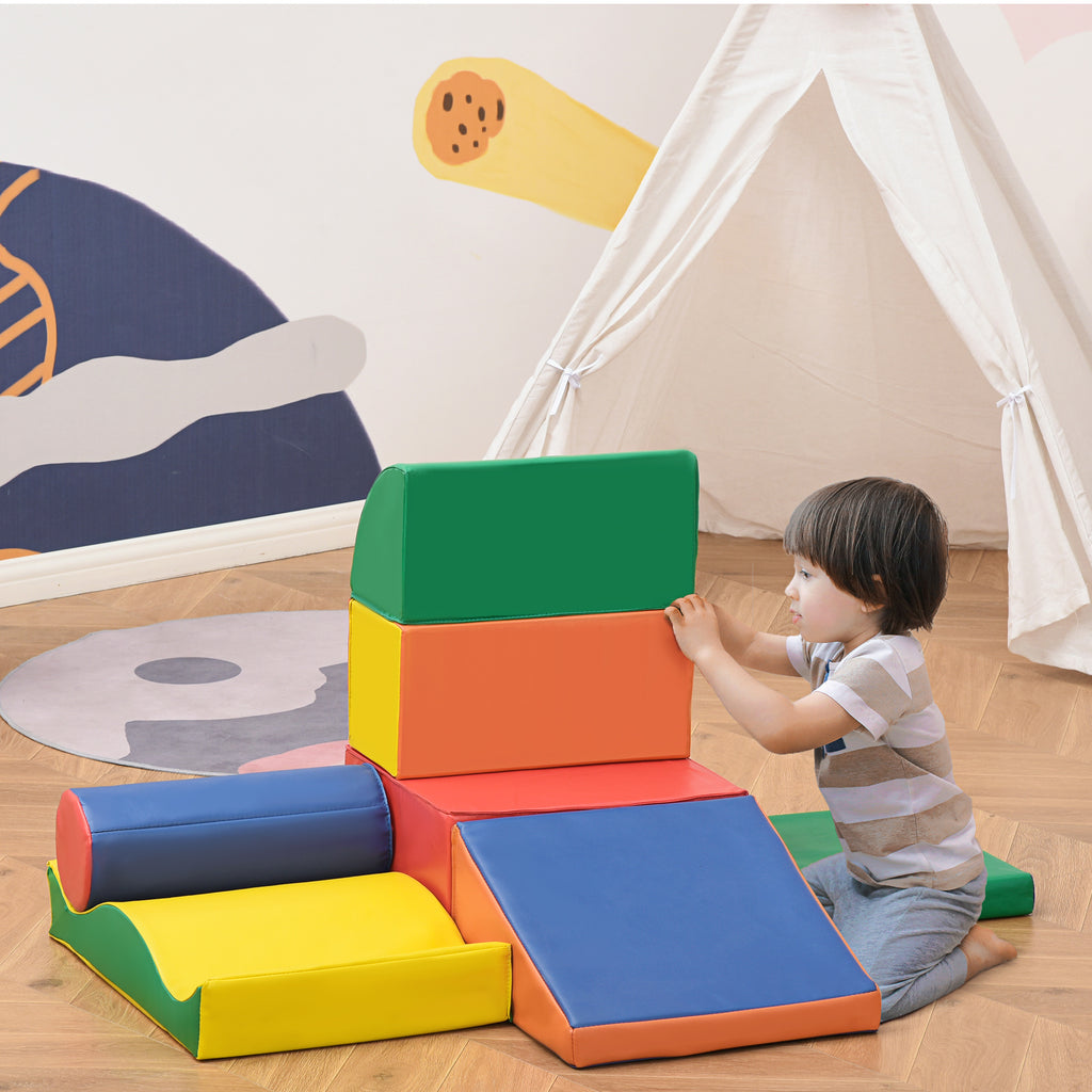 7 Piece Soft Building Blocks Set for Kids 1-3 Years Old for Home and School, Multicolor