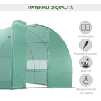Tunnel Greenhouse with Door and 8 Windows, Garden Greenhouse in PE and Galvanized Metal, for Growing Plants, 600x300x200cm